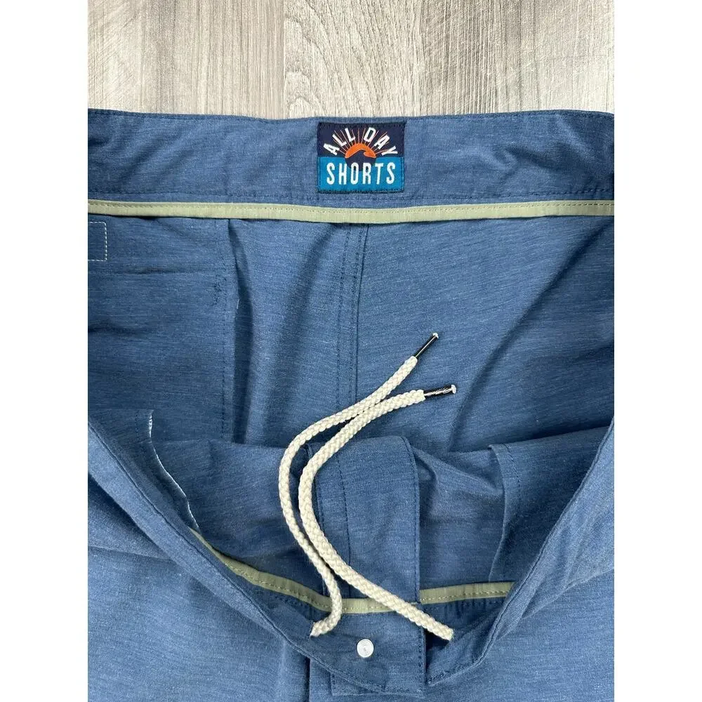 Faherty All Day Hybrid Drawstring Shorts Navy — Size 38